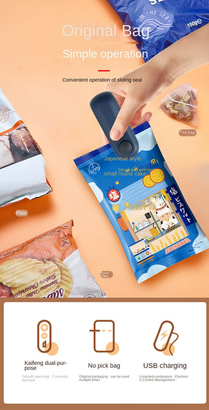 Vacuum Bag Sealing Machine Package Sealer Bags Plastic Bag Sealer Clip Bag Handheld Sealer Food Packaging Heat Sealer For Home