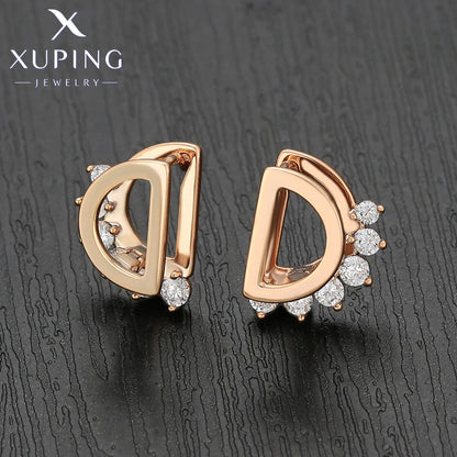 Xuping Jewelry New Arrival Round Promotion Gold Color Huggies Earrings for Women Girl Party Gift S00075729