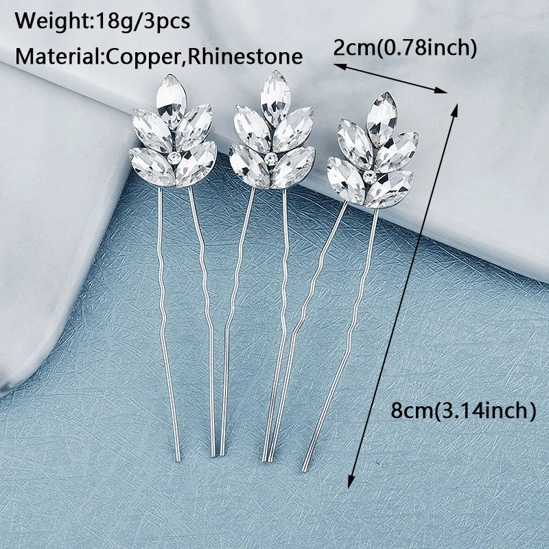 Rhinestone Hair Pins Forks Clips for Women Bridal Wedding Hair Accessories Pearl Hairpins Bride Headpiece Jewelry Gift Wholesale