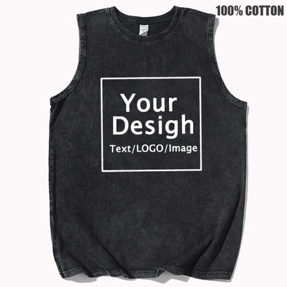 Custom T-shirts Free Printing Logo Oversized Hip Hop Streetwear Men's Summer 100% Cotton Washed T Shirt Brand Personalized Tops