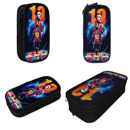 Football Messi Pencil Cases for Fan Soccer Lover Messied Pen Holder Bag Student Big Capacity Students School Gifts Pencil Pouch