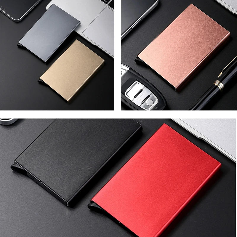 RFID Blocking Slim Pop-Up Wallet - Minimalist Credit Card Holder for Men & Women, Mini Metal Case