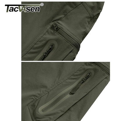 TACVASEN Men's Summer Lightweight Trousers Fishing Pants Outdoor Hiking Nylon Quick Dry Pockets Cargo Pants Casual Work Trousers