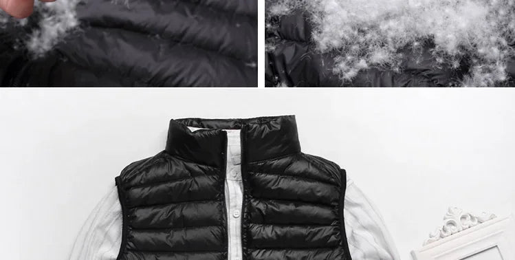 2024 Ultralight Sleeveless Puffer Vest Jacket Ultra Thin Warm Lightweight Down Jacket Waistcoat Winter Men Duck Down Vest Coats