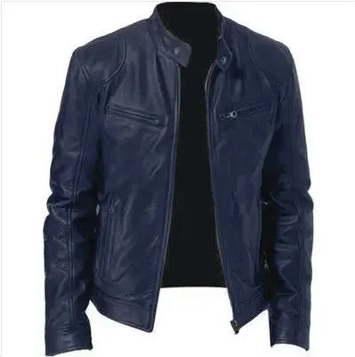 Men's PU Leather Jacket Stand Collar Zipper Coat   Jackets Autumn Casual Motorcycle PU Jacket Biker Slim Leather Coats