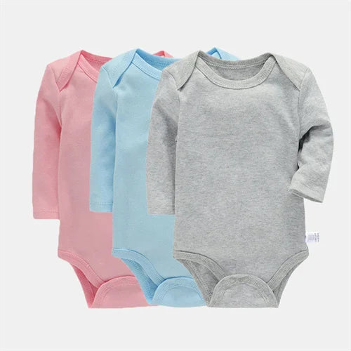 Lawadka 3Pieces/lot Bodysuit For Newborns Cotton Long Sleeve Infant Baby Girls Boys Jumpsuit Soft Solid Baby's Rompers 3-24Month