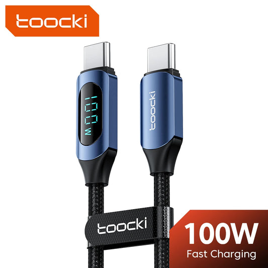 Toocki 100W Type C to Type C Cable PD Fast Charging Charger USB C to USB C Display Cable For Macbook iPad Data Cord Wire