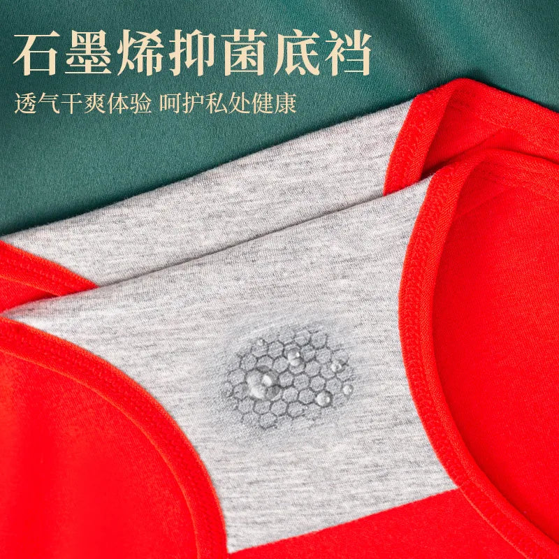 2025 New Year Good Luck Women's Cotton Undies Antibacterial High Waist Lingerie Underwear Breathable Briefs Chinese Red Panties