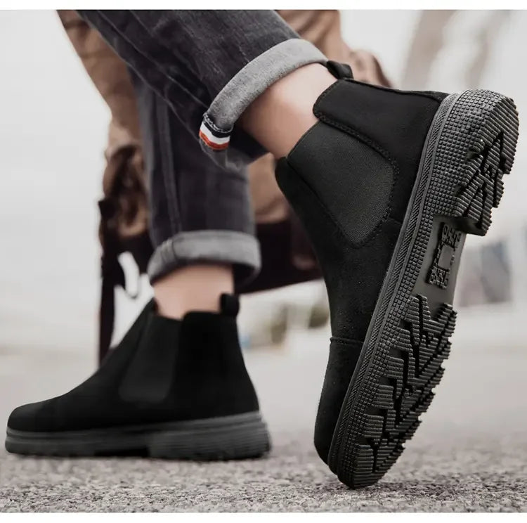 Classic Chelsea Boots for Men British Retro Short Boots Fashionable Versatile Casual Boots Brand High Top Casual Walking Shoes