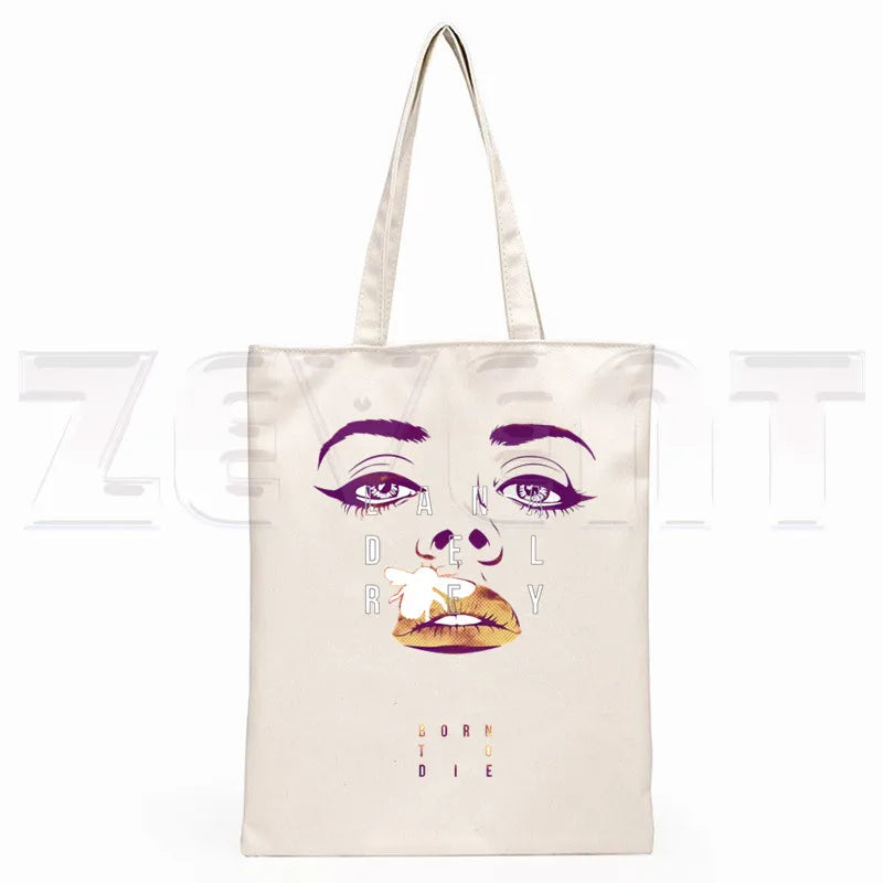 Lana Del Rey LOGO Printed Graphic Hipster Cartoon Print Shopping Bags Girls Fashion Casual Pacakge Hand Bag