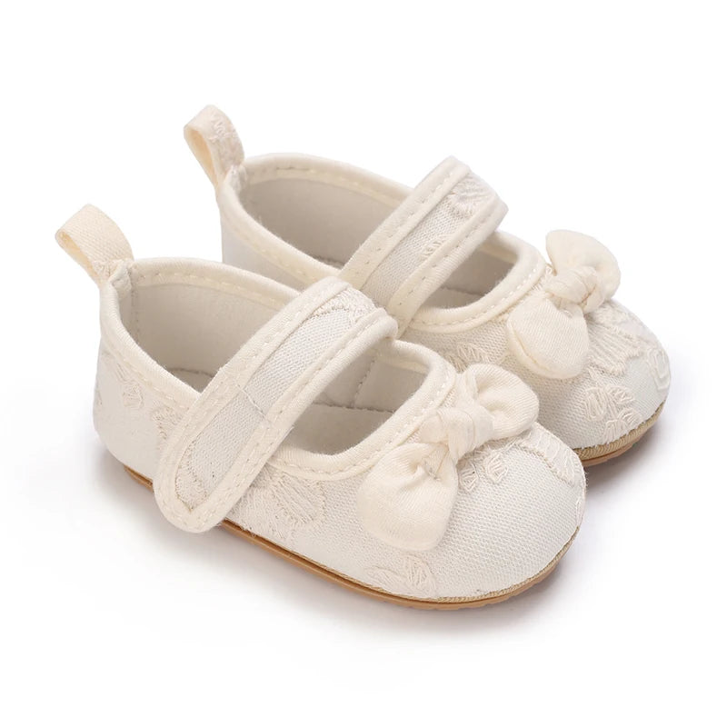 HAIZHIW 0-18 Months Cute White Lace Baby Girl Princess shoes Baby Shoes Bow Fringe Rubber Soled Non-slip Footwear Crib Shoes