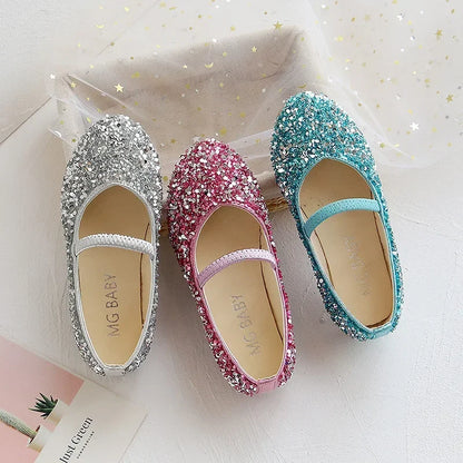 2024 Spring 1 to 12 years old girls dress shoes Beauty Pointed Toe Teen Girl Leather Shoes Bling Princess Wedding Shoes F12131