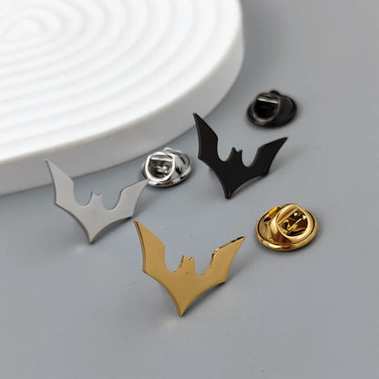 Stainless steel Bat Brooches Men Halloween Jewelry Accessory gold plated 3 colors lapel pins festival Gifts for Boyfriend