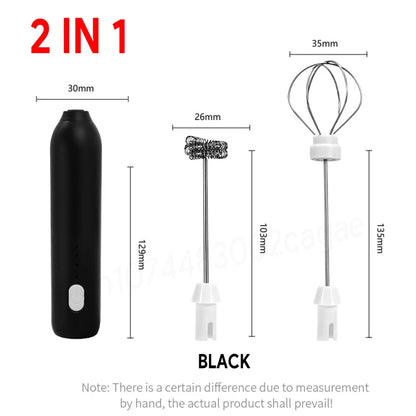 Wireless Milk Frother Electric Type-C Handheld Blender Stainless Steel Mini Coffee Maker Whisk Mixer For Coffee Cappuccino Cream