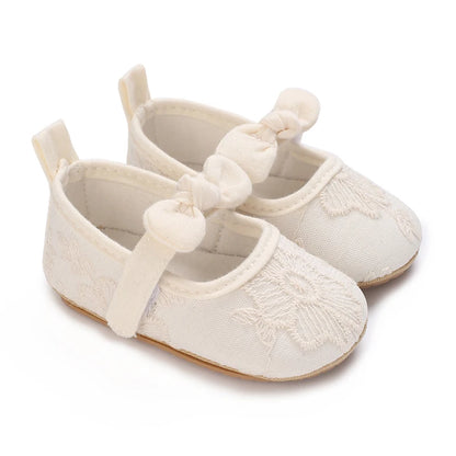 HAIZHIW 0-18 Months Cute White Lace Baby Girl Princess shoes Baby Shoes Bow Fringe Rubber Soled Non-slip Footwear Crib Shoes