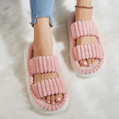 2023 Winter Solid Linen Slippers 36-45size Women Home Slippers Household Cotton Non Slip Thick Mute Shoes Couple Indoor Slipper