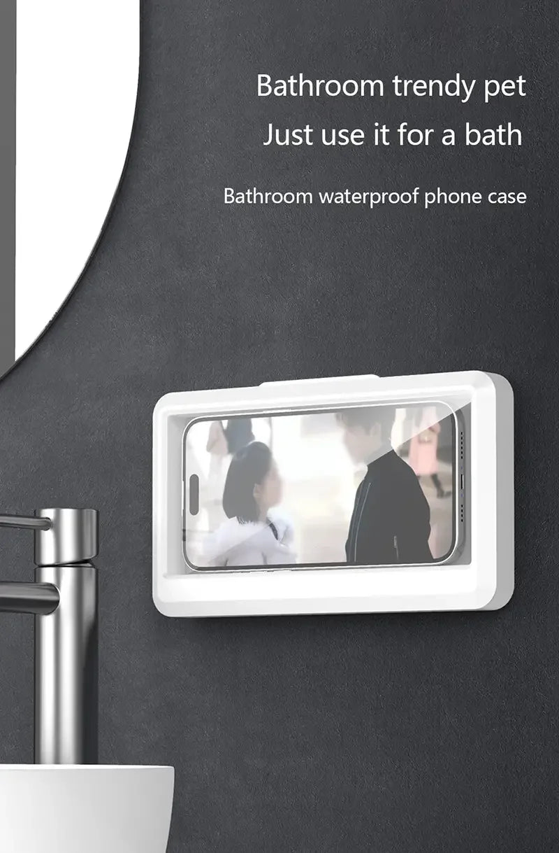 Waterproof Bathroom Wall-mounted Mobile Phone Box Protective Cover Touch Screen Mobile Phone Holder Kitchen Sealed Storage