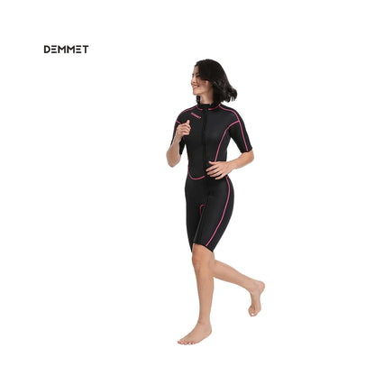 DEMMET Women Men Short Sleeve Wetsuit 1.5mm Neoprene Full Body Wetsuit for Swim Surfing Snorkeling Spearfishing Sailing Water