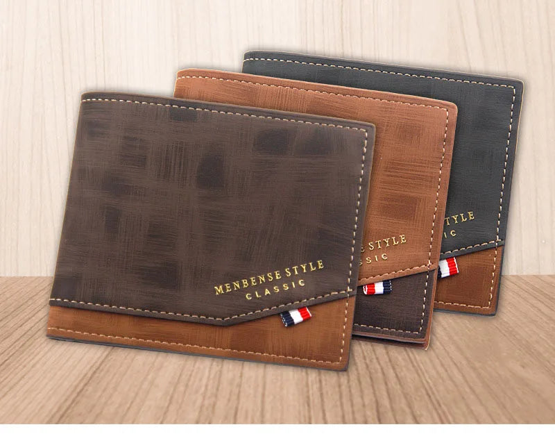 Short Men Wallets Slim Classic Coin Pocket Photo Holder Small Male Wallet Quality Card Holder Frosted Leather Men Purses