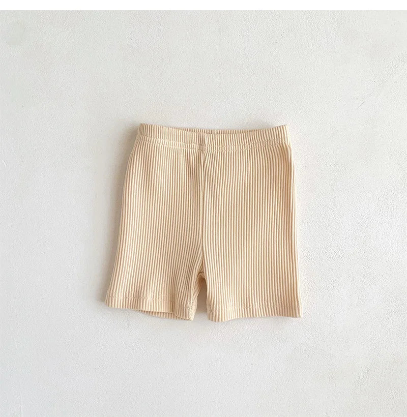 2024 Baby Girls Shorts Ribbed Elastic Striped Trousers Pants Fashion Kids Casual Infant Clothing Korean Style Toddler Short 0-2Y