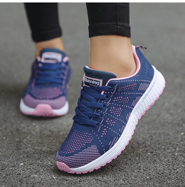 New Sneakers For Women Breathable Fashion Trainers Plus Size Women Sneakers Mesh Fabric Lace Up Women Shoes Female Footwear