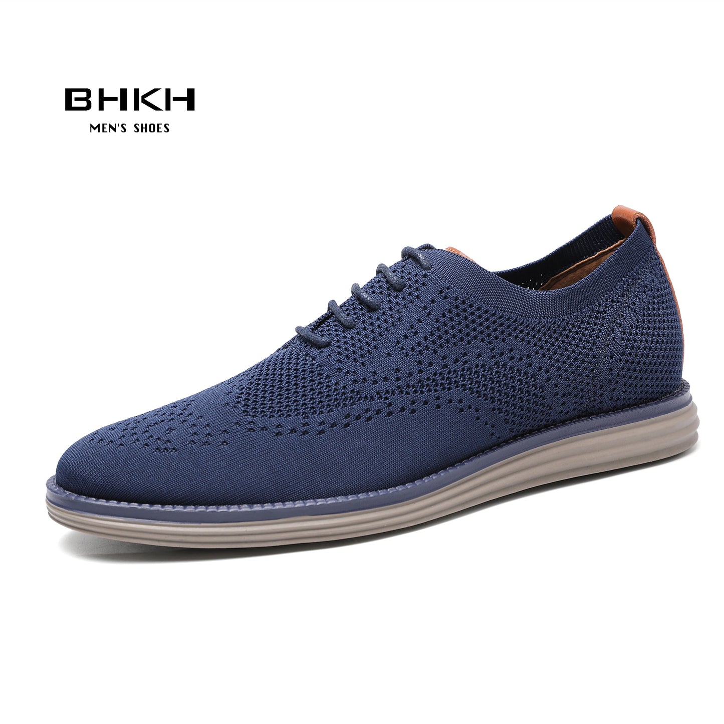 BHKH 2024 Breathable Knitted Mesh Casual Shoes Lightweight Smart Casual Shoes Office Work Footwear Men Shoes