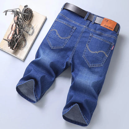 2024 Summer Men'S Thin Slim-Fit Denim Shorts Business Casual Fashion All-Match Stretch Loose Cropped Trousers Male Brand Jeans