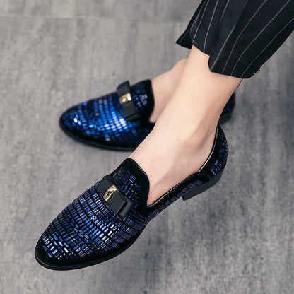 Casual Men Shoes Men Loafers Luxury Brand Rhinestones Italy Fashion Male Designer Wedding Elegant Moccasins Slip-On Driving Shoe