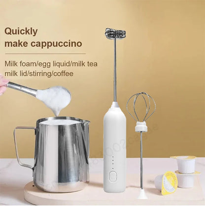 Wireless Milk Frother Electric Type-C Handheld Blender Stainless Steel Mini Coffee Maker Whisk Mixer For Coffee Cappuccino Cream