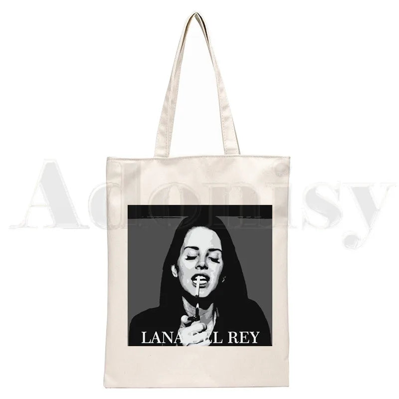 Lana Del Rey LOGO Printed Graphic Hipster Cartoon Print Shopping Bags Girls Fashion Casual Pacakge Hand Bag