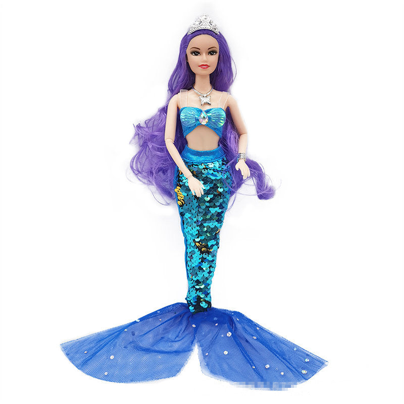 30cm Mermaid Doll 11 inch Joints Movable Doll with Sequin Fishtail Skirt Suit Girls Dress Up Toys