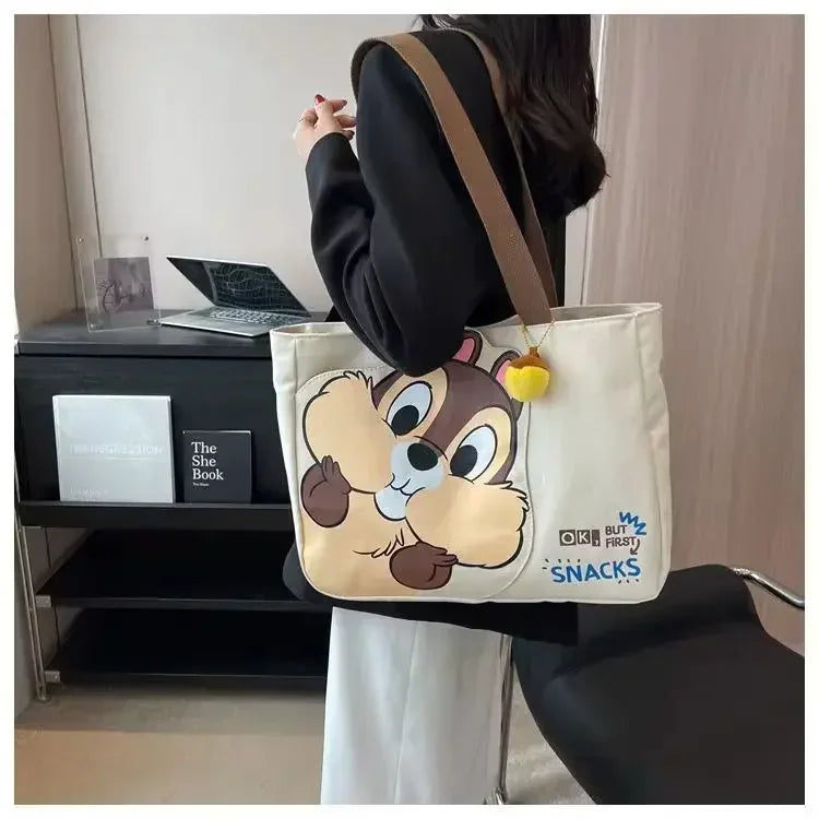 Disney new Chichititi Cartoon Print Large Capacity Women's Handbag Daily Travel Mummy Bag Fashionable and Versatile Shoulder Bag