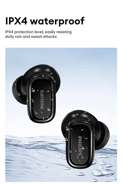 Original Philips TAT2569 Wireless Bluetooth V5.4 Noise Reduction  IPX4 Waterproof Sport Earbuds t New Low Latency Gaming Headse