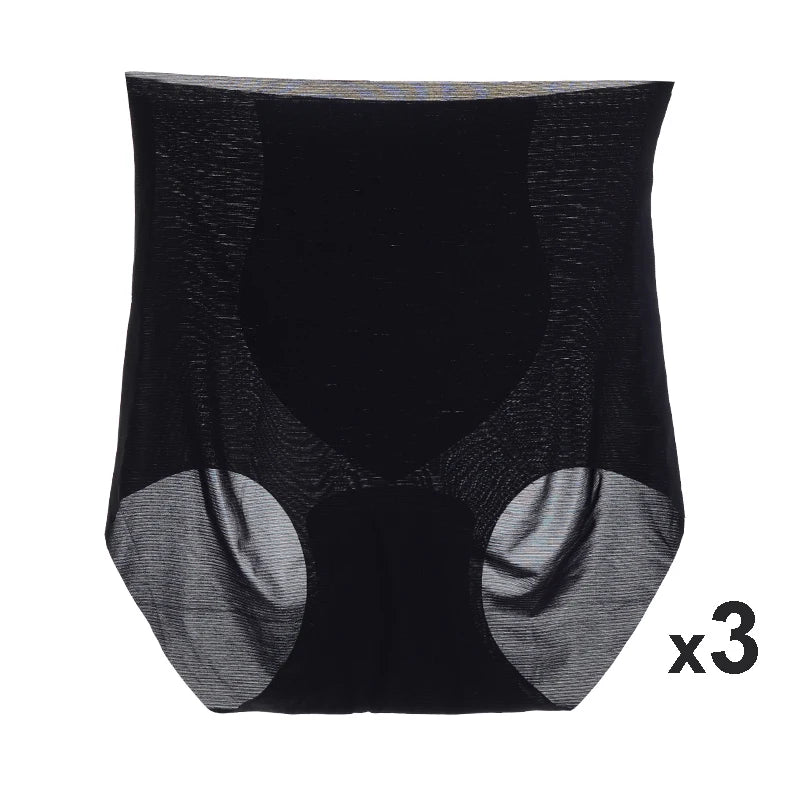 3PCS High Waist Ice Silk Seamless Underwear Ladies Summer Ultra-thin Sense Quick-drying Panties L-2XL Women Fitness Briefs