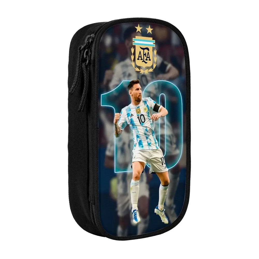 Football Messi Pencil Cases for Fan Soccer Lover Messied Pen Holder Bag Student Big Capacity Students School Gifts Pencil Pouch