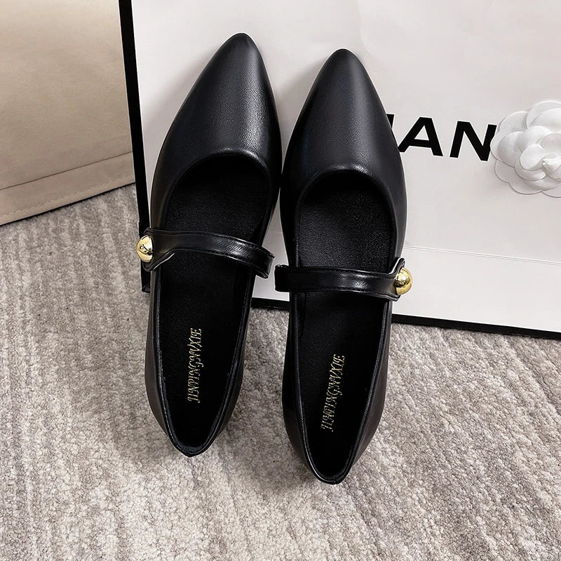 Women's Pointed Toe Flat Shoes With Velvet Matte Finish Single Shoes Women Comfort Loafers Shoes Leather Mary Jane Shoes