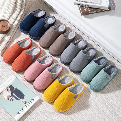 Winter Women'S Cotton Slippers Indoor Slippers  Women Men Winter Thick Sole House Warm Couples Home Non-Slip soft shoes