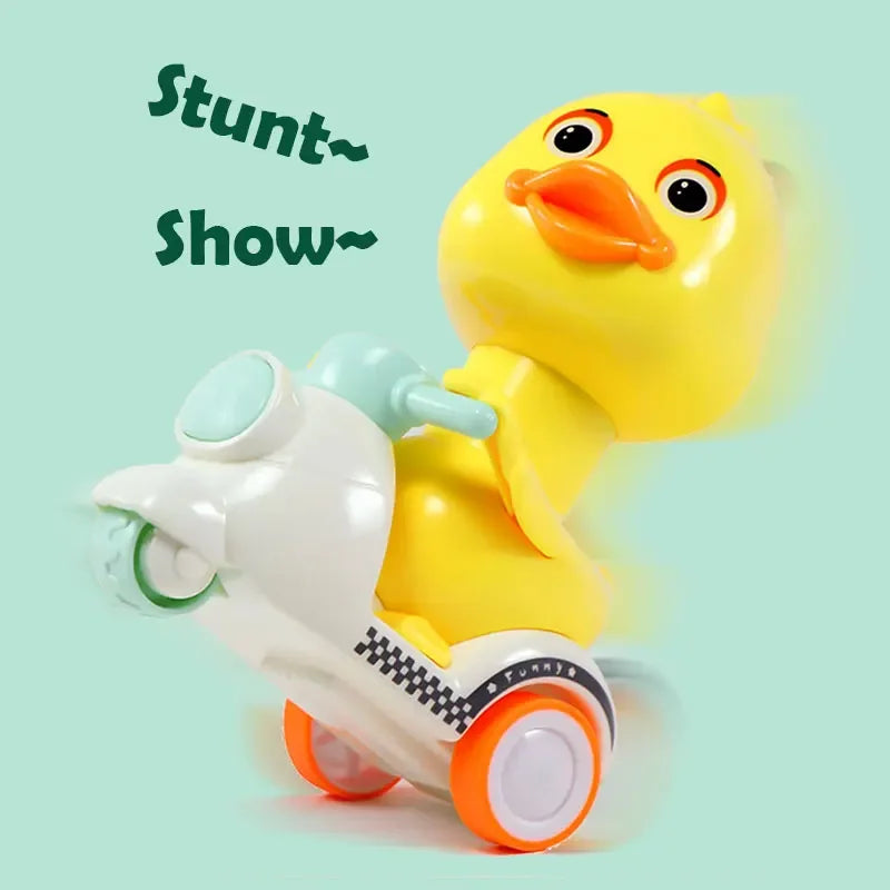 Cute Little Yellow Duck Car Inertia Squeeze Drive Funny Cars Baby Clockwork Boy Girl Toys Children's Toy 360 Degree Rotating