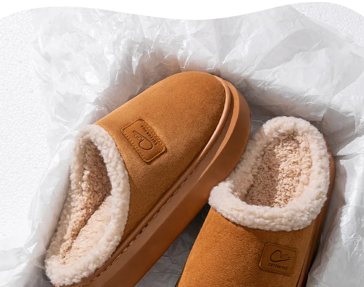 Comwarm Winter Plush Slippers For Women Indoor Antiskid Warm Cotton Slippers Fur Fluffy Flat Home Slides Lady Casual Furry Shoes