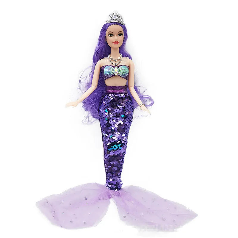 30cm Mermaid Doll 11 inch Joints Movable Doll with Sequin Fishtail Skirt Suit Girls Dress Up Toys