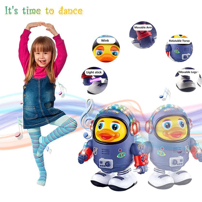 Baby Duck Toy Musical Interactive Toy Electric with Lights and Sounds Dancing Robot Space Elements for Infants Babies Kids Gifts