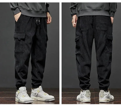 Spring Autumn New Style Elastic Waist Casual Pants for Men Stretch Straight Drawstring Harem Jogging Sports Long Pants Male