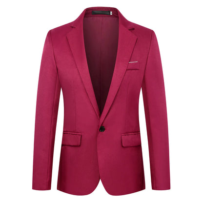 Herren Anzugjacke mit Knopfleiste, Schwarz, Blau, Rot, Slim Fit, modischer Blazer, Anzugjacke, Freizeitanzug, Blazer, Herrenbekleidung