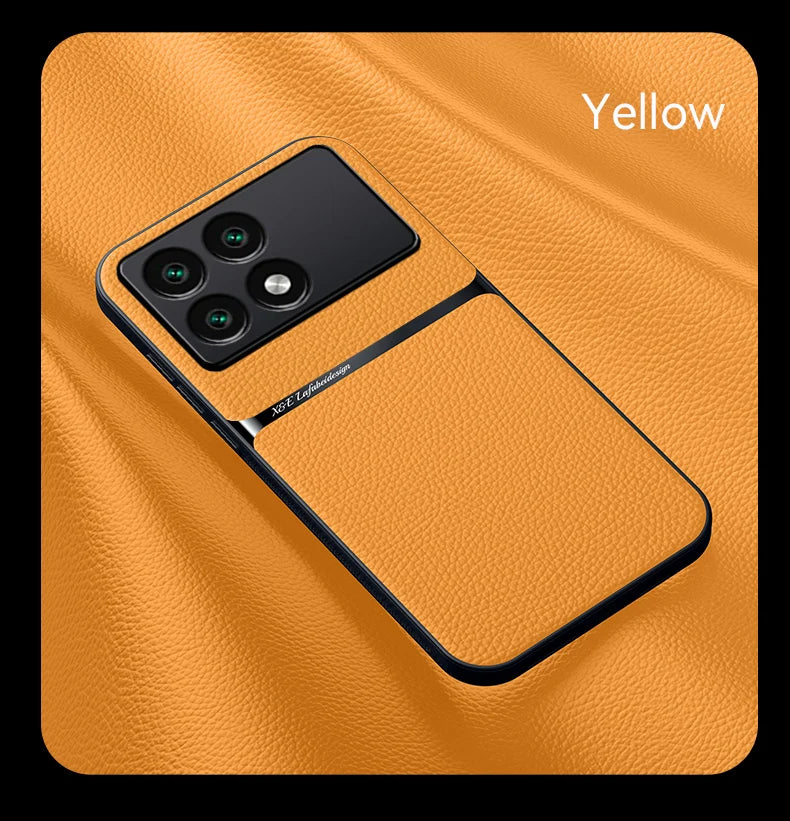 Back Leather Case Cover for Xiaomi Poco X6 Pro Car Holder Magnetic Leather Case Xiaomi Poco X6 Pro Mobile Phone Sets Poco X6 Pro