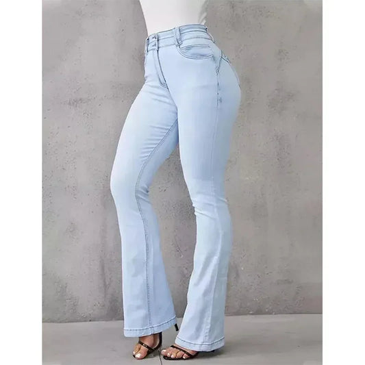 Denim mom Flare Pants Capris Women High Waist Vintage Slight Jeans Long Pants High Waist Work Black Summer Blue Jeans Capris