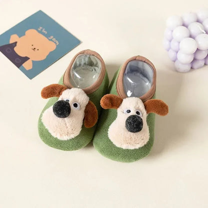 Thickened Cute Puppy Baby Floor Socks Anti Slip Soft Soles Cartoon Early Education Baby Shoes Baby Walking Shoes, Sock Covers