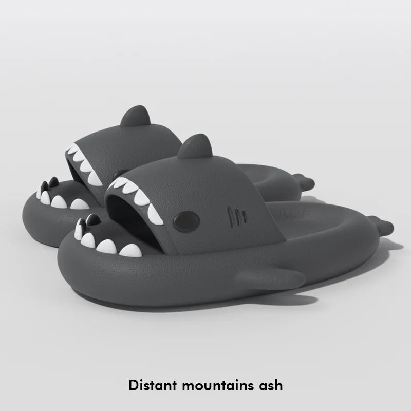 Gradient Color Shark Slippers Summer Kids Cute Sandals Women Men EVA Non-slip Thick Slides Girls Boys Beach Shoes Home Flip Flop