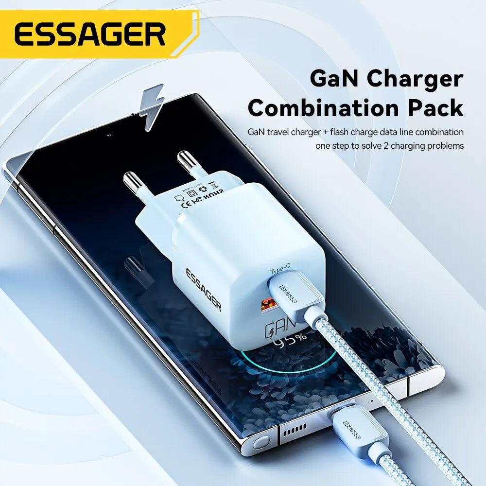 Essager 20W GaN USB Type C Charger PD Fast Charge Phone QC 3.0 Quick Chargers For iPhone 14 13 12 11 Pro Max Mini iPad Charging