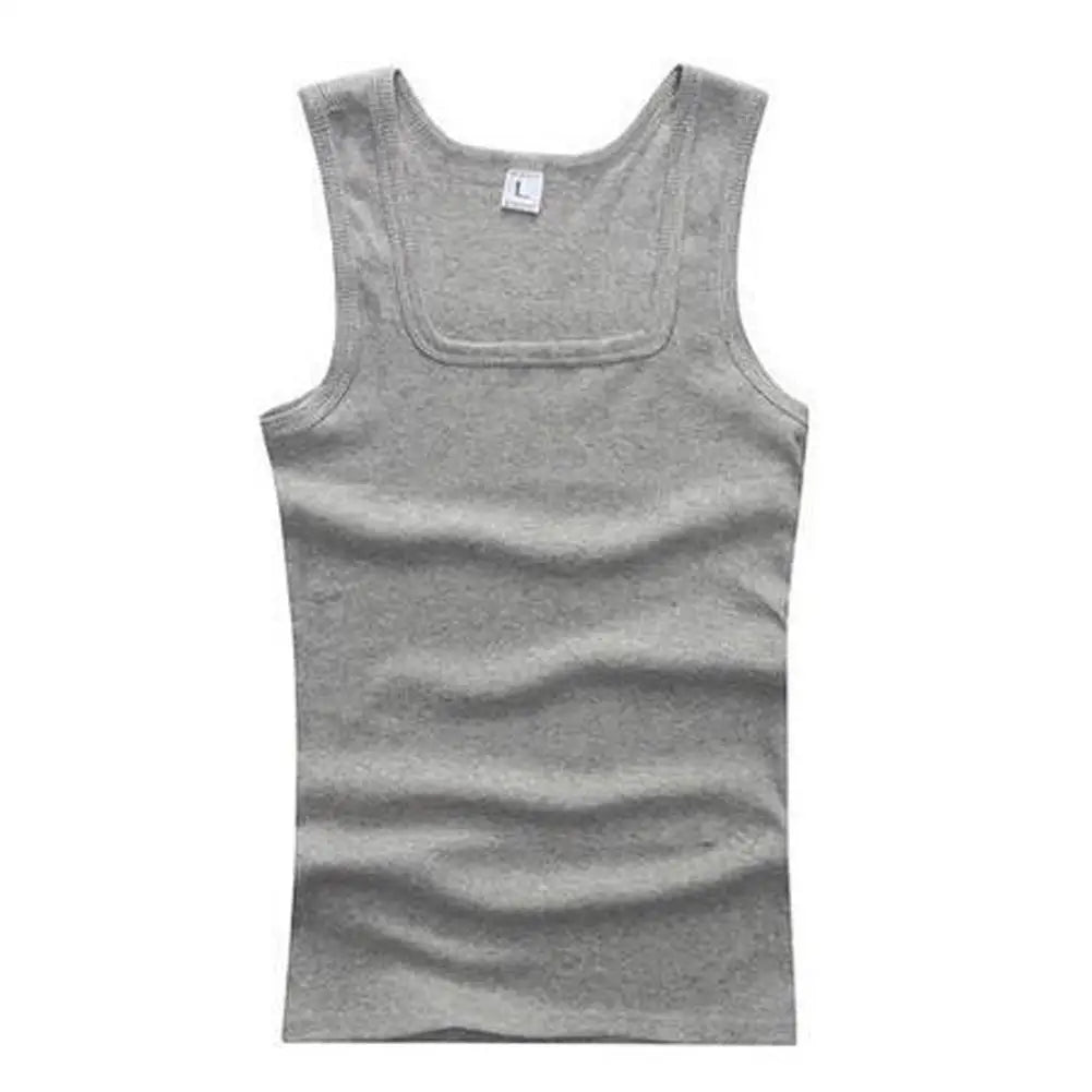 Summer Solid Square Neck Tank Top Cotton Black White Gray Women Men Plus Size Clothing Tank Singlets Sleeveless Fitness Vest