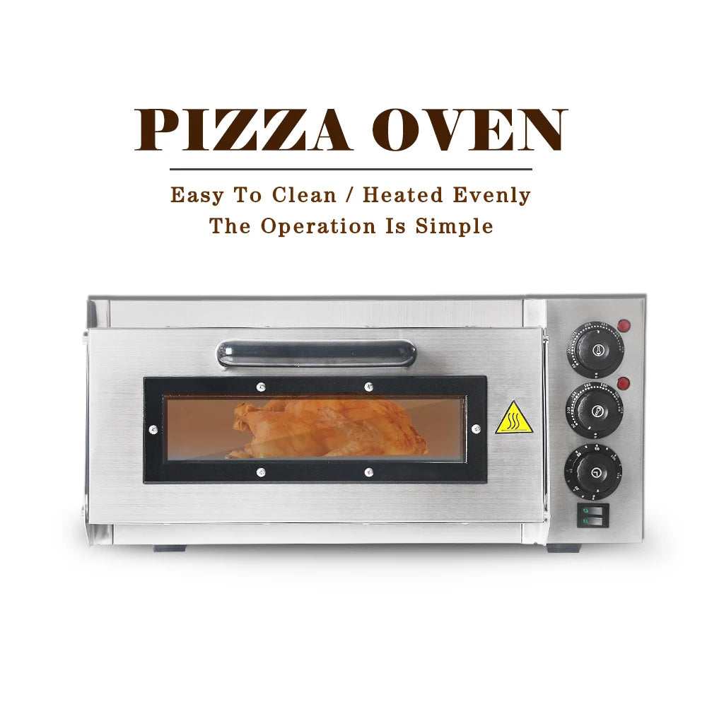 ITOP Electric Pizza Oven Baking Machine Stainless Steel Commercial / Househould Pizza Cooker Bakery Stone Dual Heating Elements